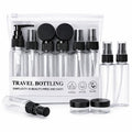 Travel Bottles for Toiletries with Pouch (7 Pcs) | Refillable Toiletry Containers for Shampoo, Lotion, Creams, Perfume & Cosmetics | Portable Travel Kit (Black)