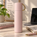 Stainless Steel Water Bottle 500ml | Double Wall Insulated Flask | Leak Proof Inner Stopper with Silicone Seal | Cup Lid | Hot & Cold | BPA Free Reusable Bottle for Travel, Office & School (Pink)