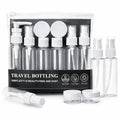 Travel Bottles for Toiletries with Pouch (7 Pcs) | Refillable Toiletry Containers for Shampoo, Lotion, Creams, Perfume & Cosmetics | Portable Travel Kit (White)
