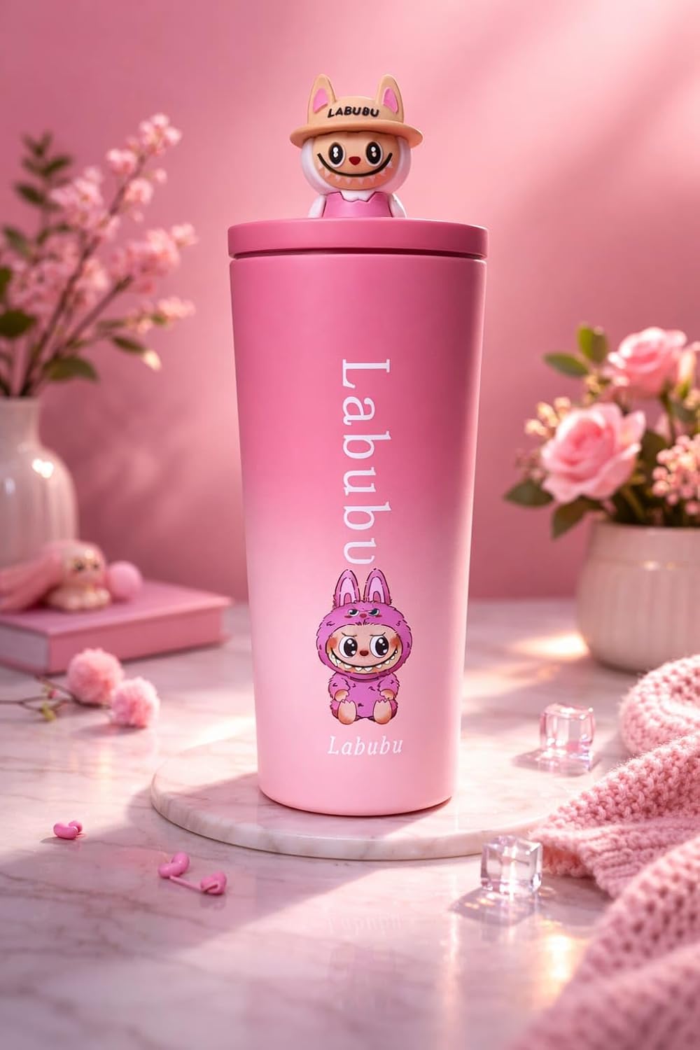 Stainless Steel Water Bottle (710ml) – Luxury & Stylish Tumbler, Leakproof, Portable & Reusable Sipper Bottle for School, College, Office, Gym & Travel (Pink Doll)