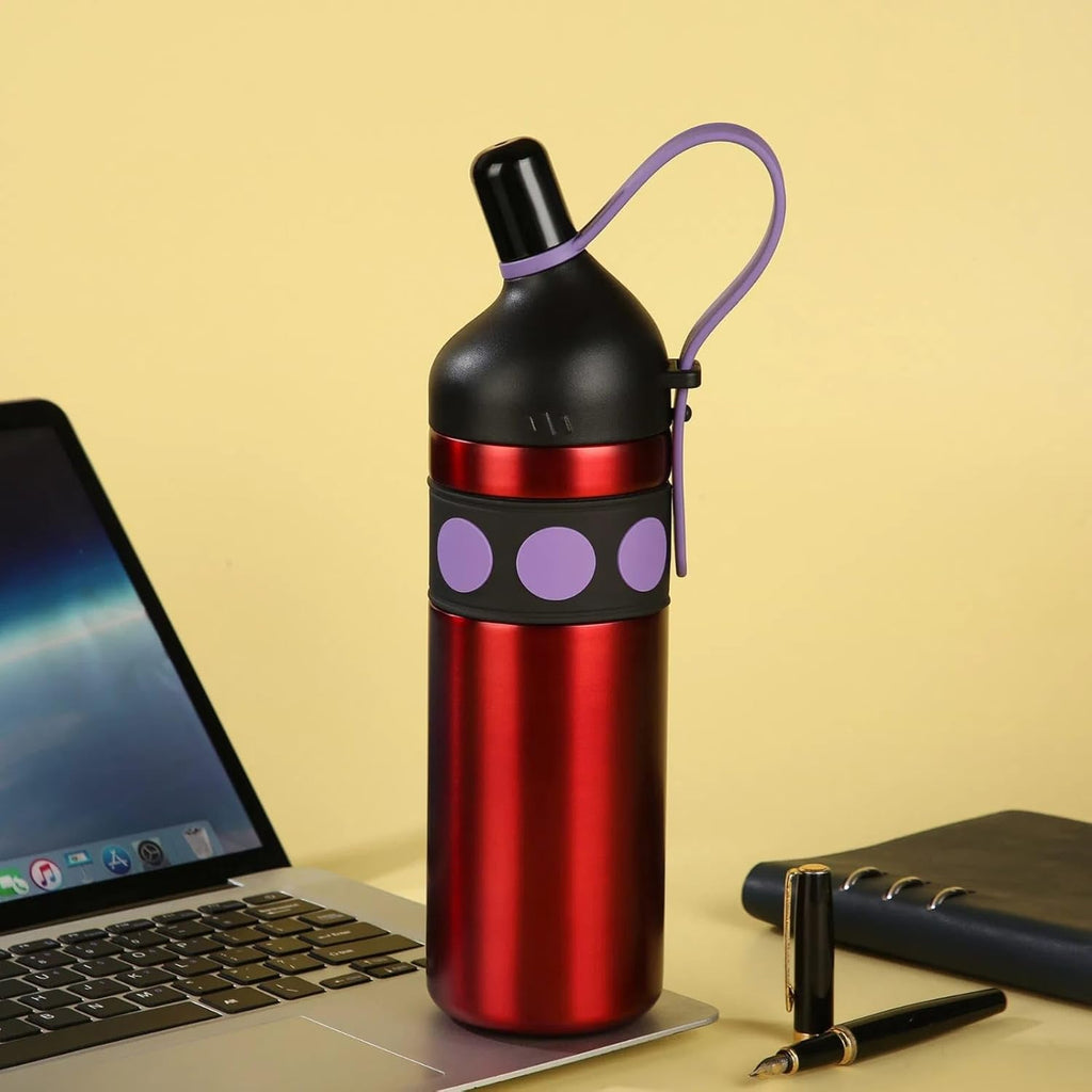 Stainless Steel Thermal Water Bottle 750ml – Double Wall Vacuum Insulated, Leak-Proof, Portable Strap Design for Travel, Office & Outdoor use (Red)
