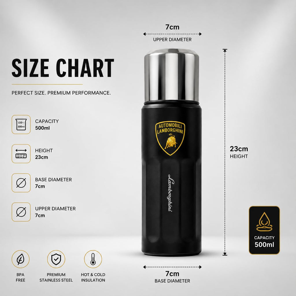 DailyAlley Premium Stainless Steel Water Bottle with Titanium Coating (500ml), Leakproof Reusable Bottle with Strainer, Travel, Office & Gym Bottle, Elegant Gift for Men & Women