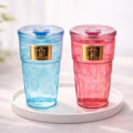 Glass Sipper Set of 2 with Lid and Straw (400ml Each)