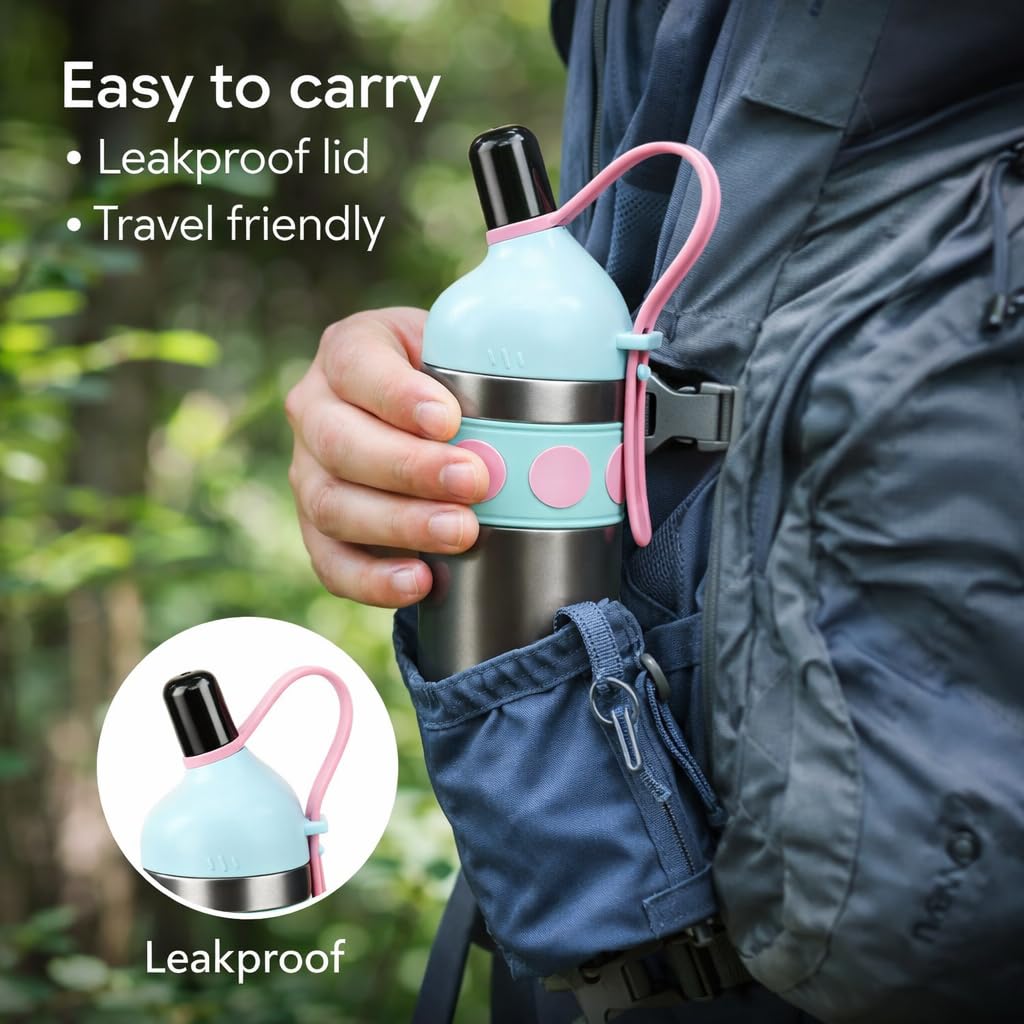 Stainless Steel Thermal Water Bottle 750ml – Double Wall Vacuum Insulated, Leak-Proof, Portable Strap Design for Travel, Office & Outdoor use (Blue)