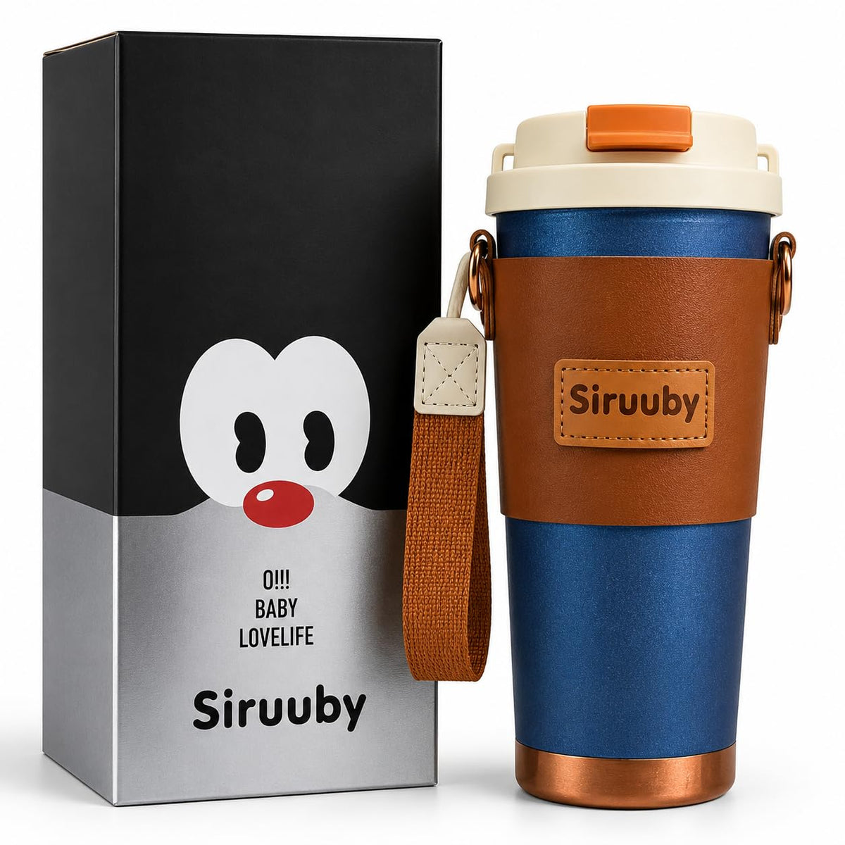 DailyAlley Stainless Steel Coffee Tumbler Sipper with Mineral Stone Filter (500ml) | Premium Hot & Cold Travel Mug with Straw Lid & Carry Strap | Luxury Coffee Cup for Office, Car & Gifting (Purple)