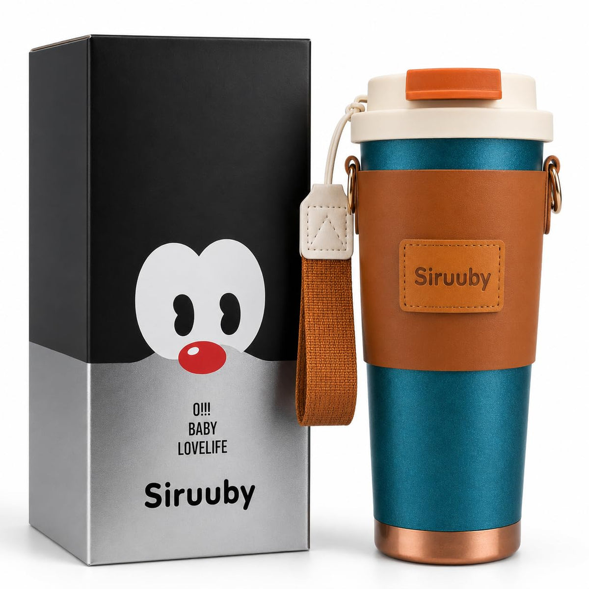 DailyAlley Stainless Steel Coffee Tumbler Sipper with Mineral Stone Filter (500ml) | Premium Hot & Cold Travel Mug with Straw Lid & Carry Strap | Luxury Coffee Cup for Office, Car & Gifting (Purple)