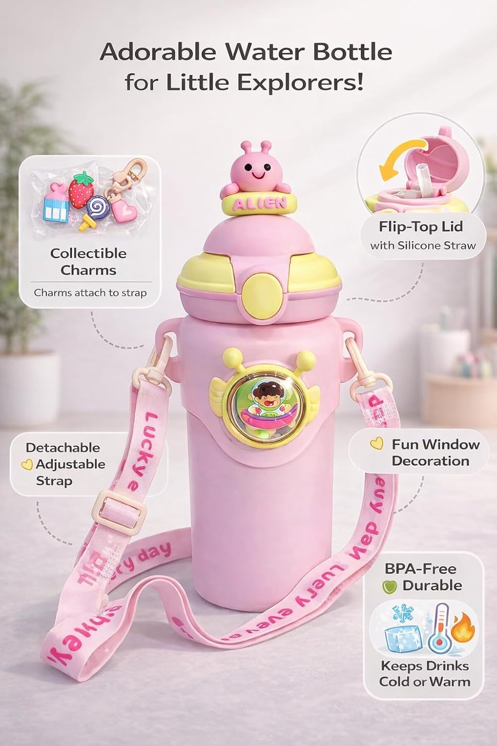Alien Insulated Water Bottle for Kids 600 ml