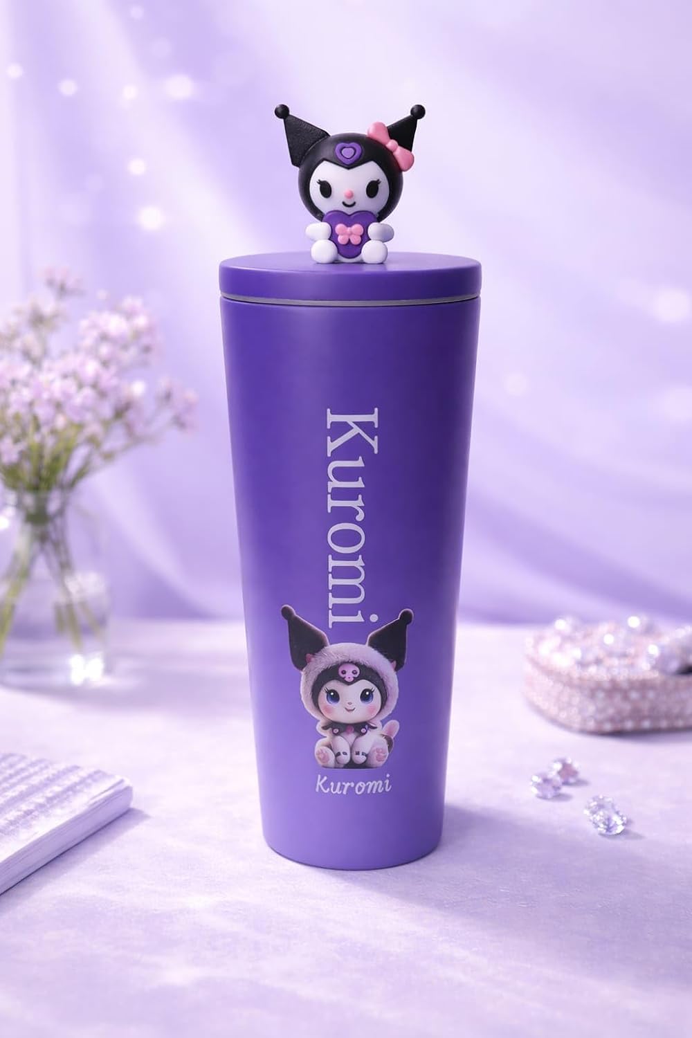 Stainless Steel Water Bottle (710ml) – Luxury & Stylish Tumbler, Leakproof, Portable & Reusable Sipper Bottle for School, College, Office, Gym & Travel (Purple)