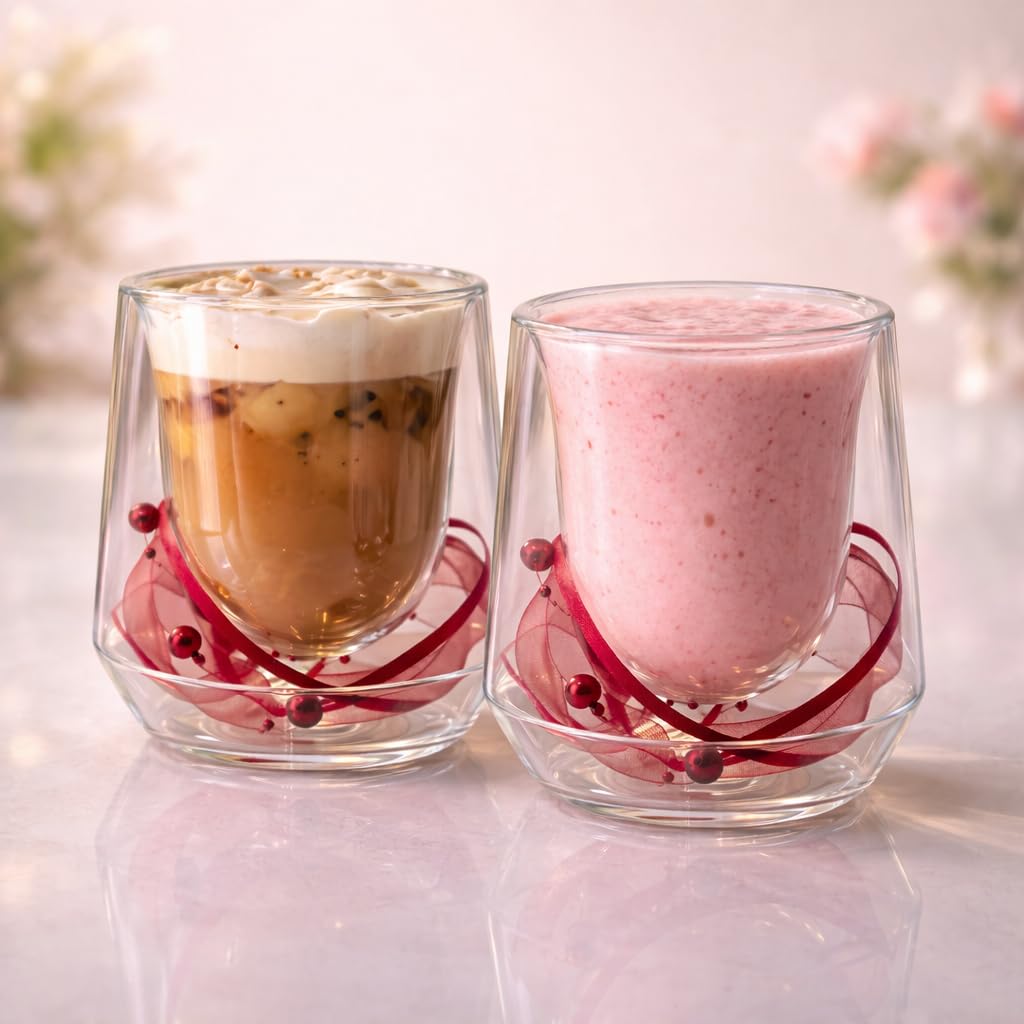 Double Wall Glass Coffee Mug Set of 2 (150ml Each)