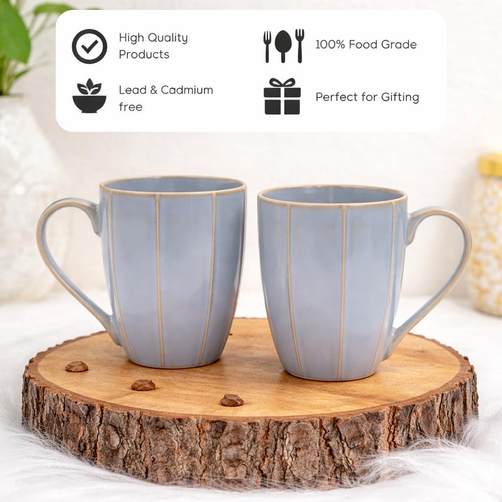 Ceramic Couple Mugs Set of 2 – Pastel Blue & Pink, 400 ml