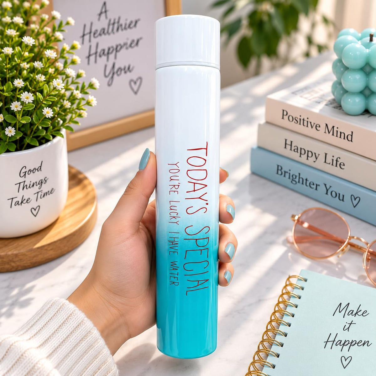 Stainless Steel Slim Water Bottle for Travel, Gym, Office, Gift