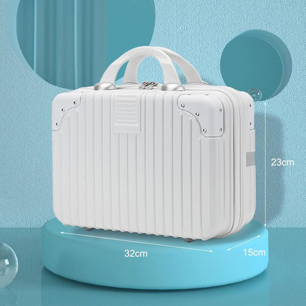 DailyAlley White Hard Shell Makeup Bag - A portable travel cosmetic case with a handle. Perfect for organizing makeup and toiletries on the go. Dailyalley
