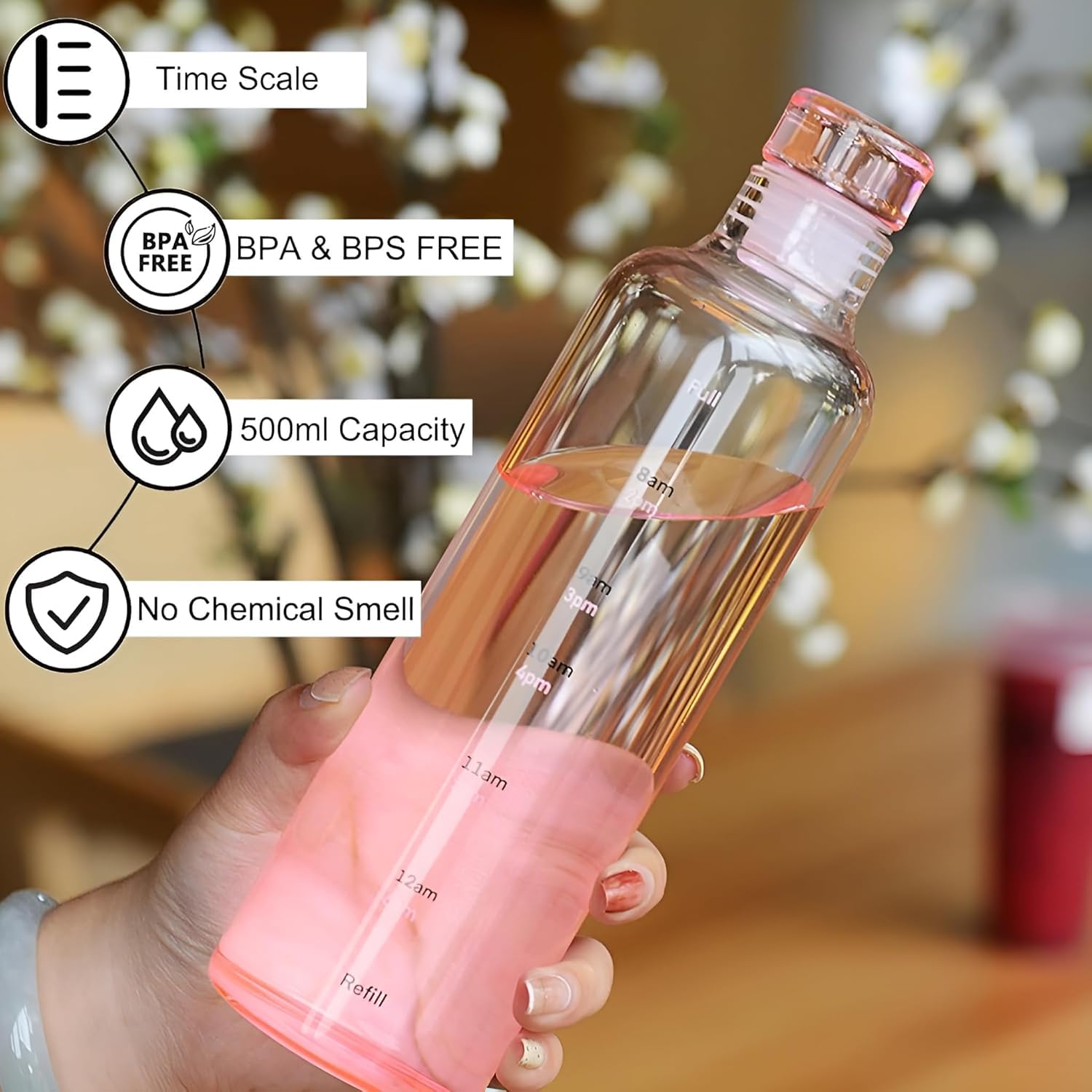 Glass Borosilicate Water Bottle (550ml)