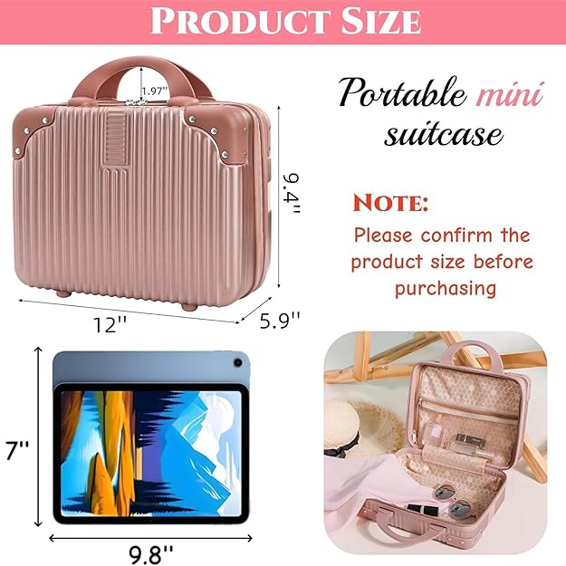 DailyAlley Hard Shell Makeup Bag: 14-inch Waterproof Cosmetic Case for Travel & Daily Use with Handle & Elastic Strap. Dailyalley