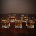 Premium Whisky Glass Set of 6 | 300ml Heavy Base Crystal Clear Glasses with Golden Rim | Elegant Square Design Glasses for Whisky, Scotch, Cocktails & Bar Use