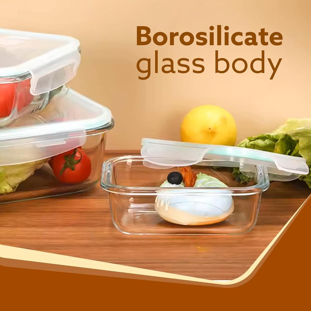 DailyAlley 3-Piece Glass Food Storage Set (370ml, 640ml, 1040ml) - Leak-proof, scratch-resistant containers that are oven, microwave, & freezer safe. Dailyalley