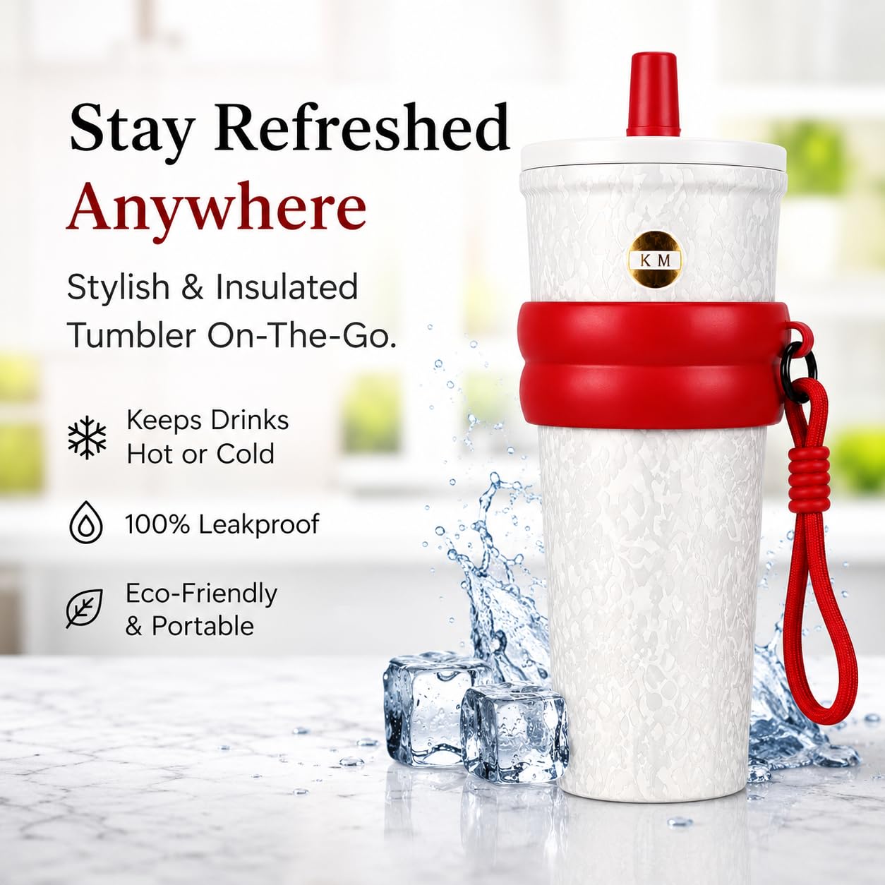 Stainless Steel Water Bottle for Women & Girls (710ml) – Luxury & Stylish Tumbler, Leakproof, Portable & Reusable Sipper Bottle for School, College, Office, Gym & Travel (White)