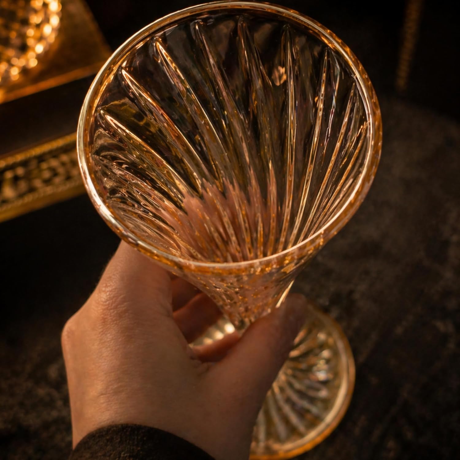 Premium Crystal Fluted Drinking Glass (Set of 2-300ml Each)