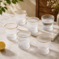Set of 6 Vintage Ribbed Champagne Flutes, Elegant Rose Pink Glassware for Prosecco & Cocktails, Fluted Stemmed Toasting Glasses for Celebrations