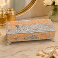 Peacock Design Jewellery Storage Box | Luxury Velvet Organizer for Rings, Earrings & Necklace