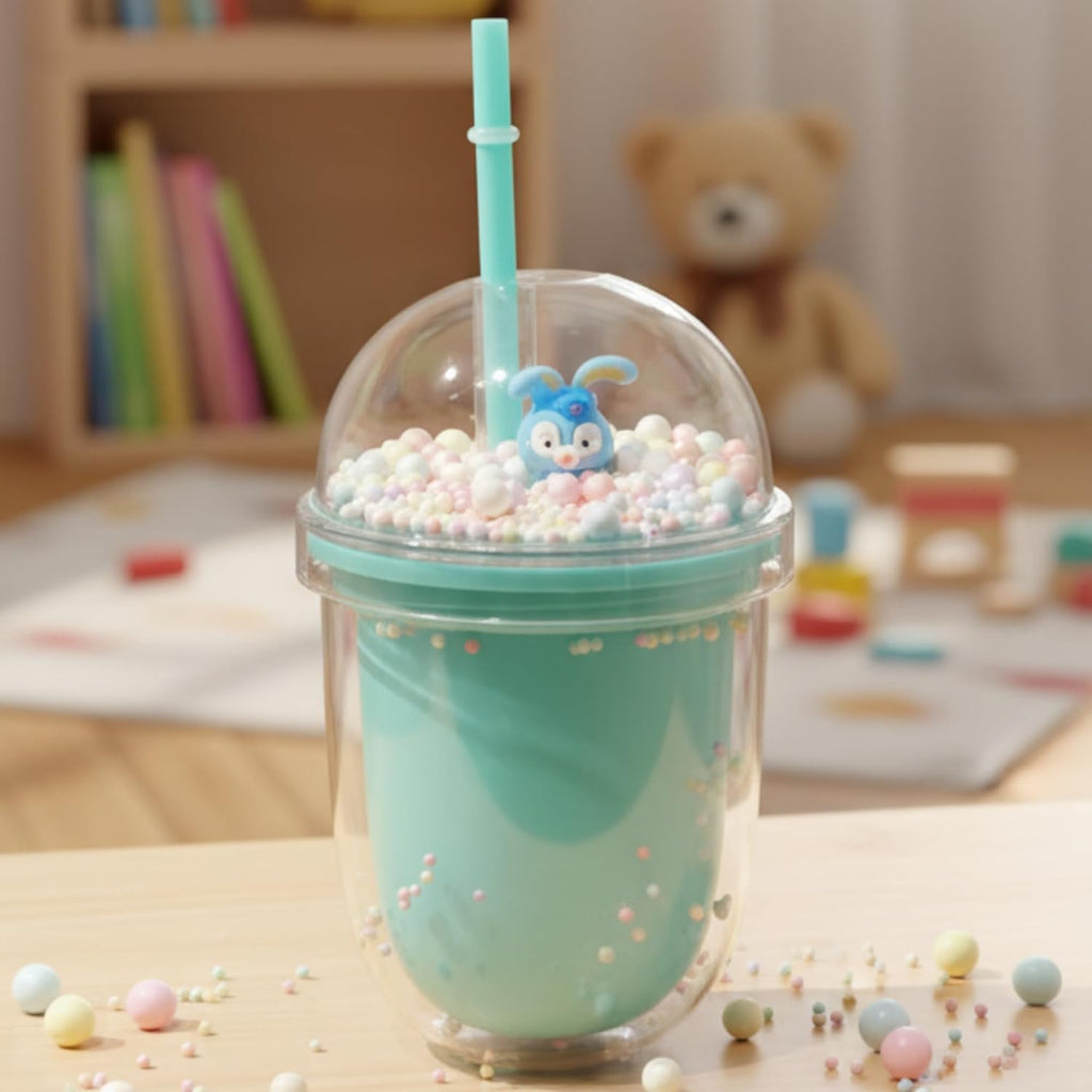 DailyAlley 300ml Kids Sipper Bottle – Cute BPA-Free Bottle with Floating Beads, Easy-Grip & Portable Design for School, Home & Travel Dailyalley