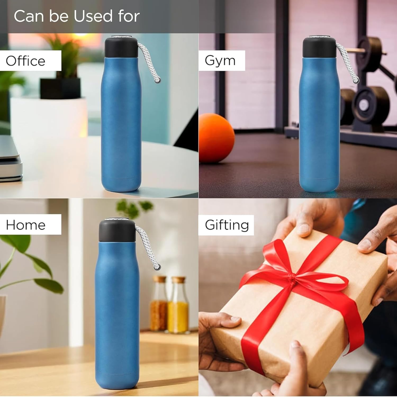 DailyAlley 550ml Insulated Steel Bottle | Hot & Cold Thermos Flask | Leakproof Cap with Carry Loop for Gym, Office & Travel | BPA-Free (Blue) Dailyalley