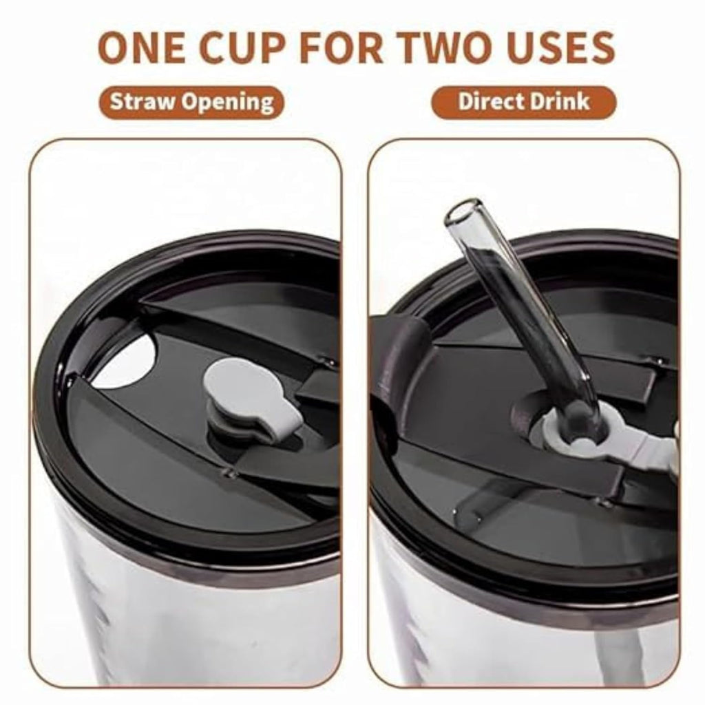 DailyAlley 400ml Glass Tumbler with Lid & Straw (Free Item Inside)