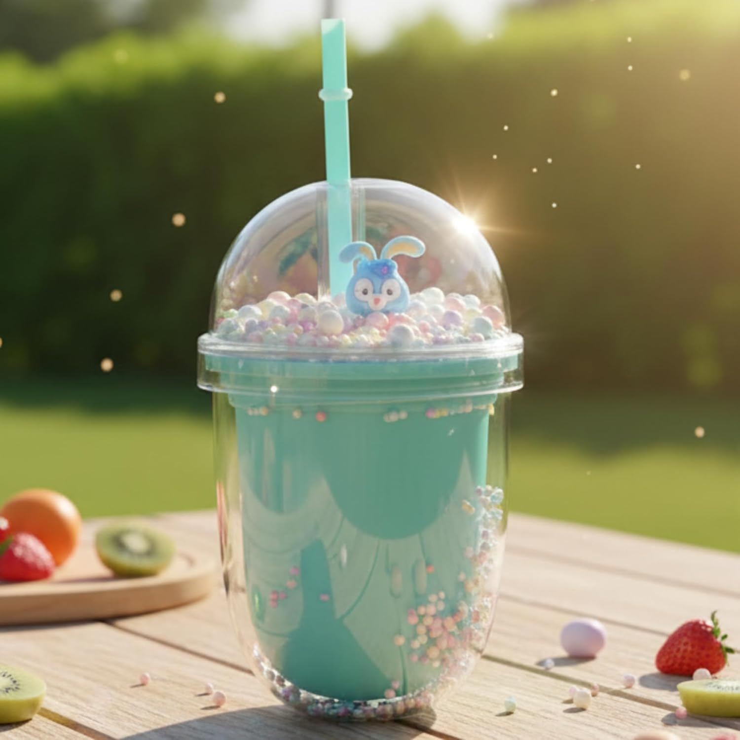 DailyAlley 300ml Kids Sipper Bottle – Cute BPA-Free Bottle with Floating Beads, Easy-Grip & Portable Design for School, Home & Travel Dailyalley