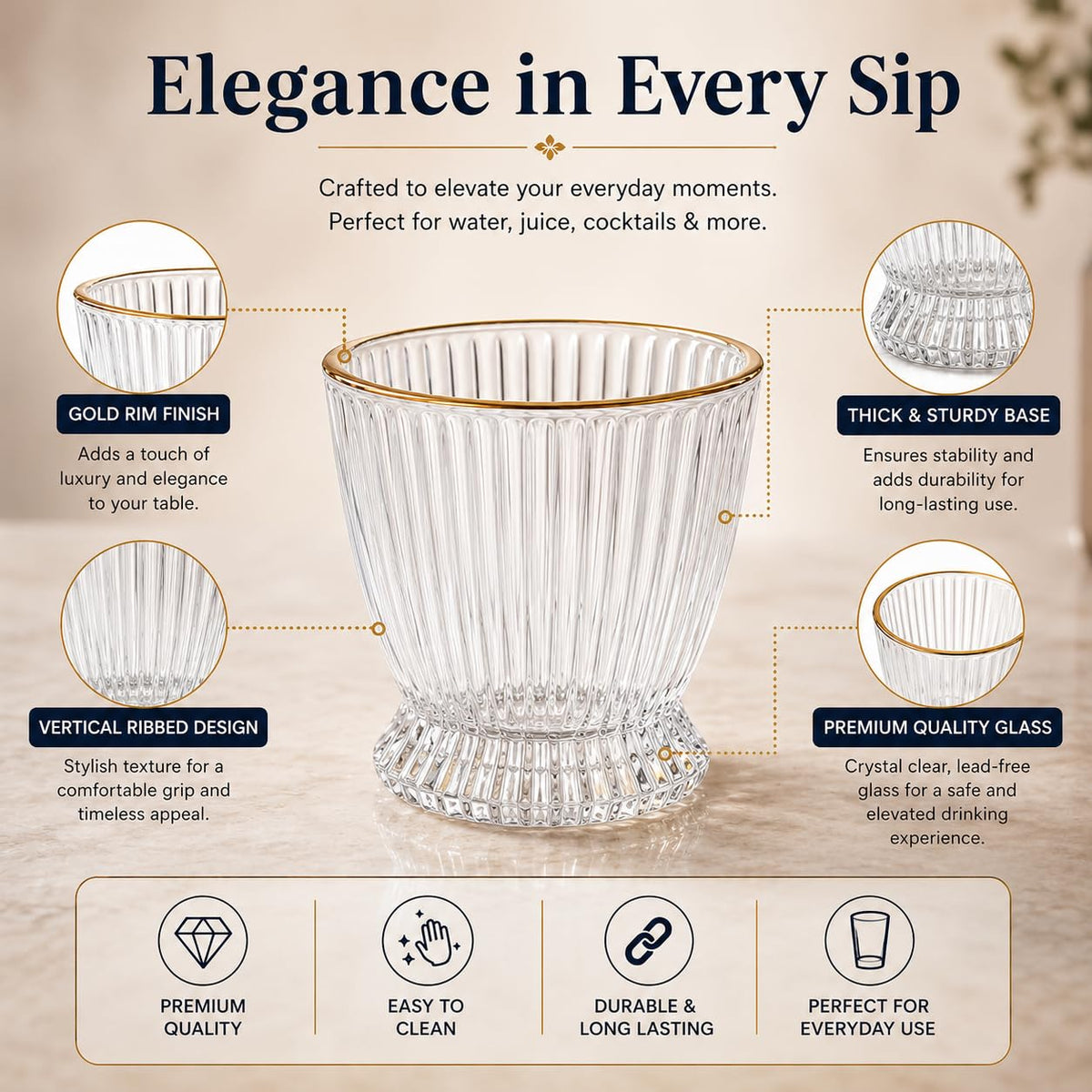 Set of 6 Vintage Ribbed Champagne Flutes, Elegant Rose Pink Glassware for Prosecco & Cocktails, Fluted Stemmed Toasting Glasses for Celebrations