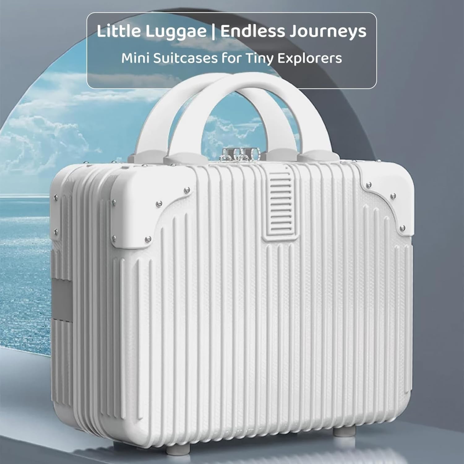 DailyAlley White Hard Shell Makeup Bag - A portable travel cosmetic case with a handle. Perfect for organizing makeup and toiletries on the go. Dailyalley