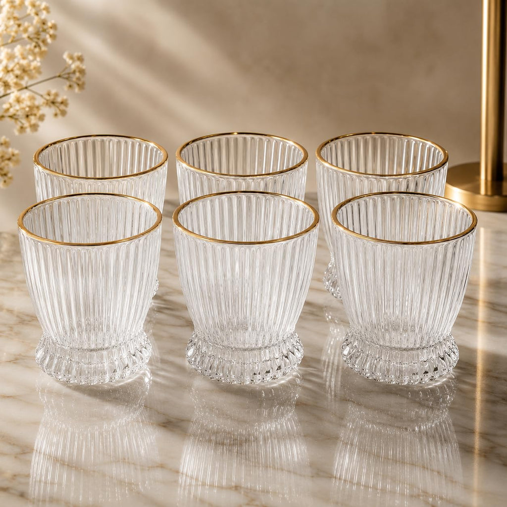 Set of 6 Vintage Ribbed Champagne Flutes, Elegant Rose Pink Glassware for Prosecco & Cocktails, Fluted Stemmed Toasting Glasses for Celebrations