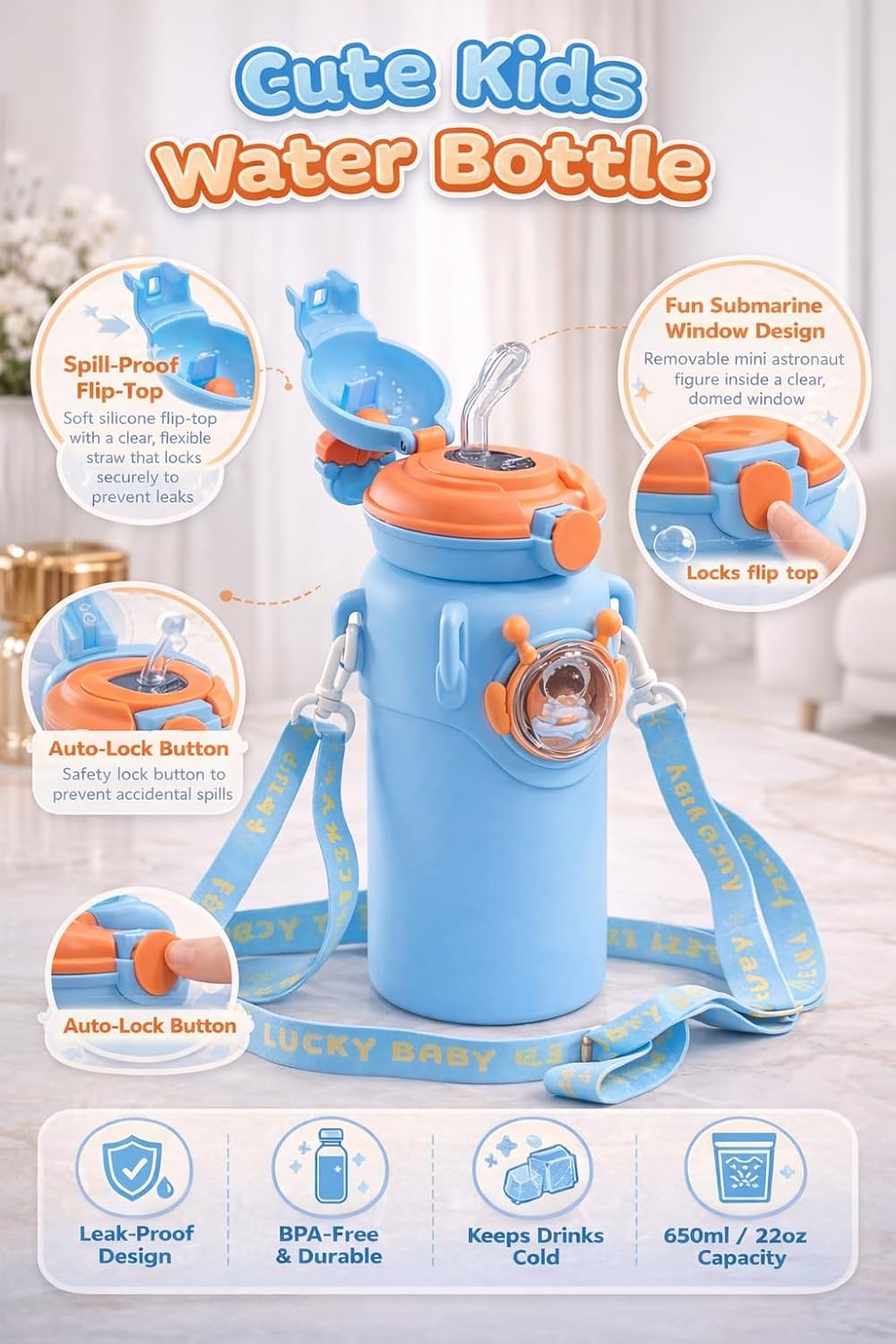Alien Insulated Water Bottle for Kids 600 ml