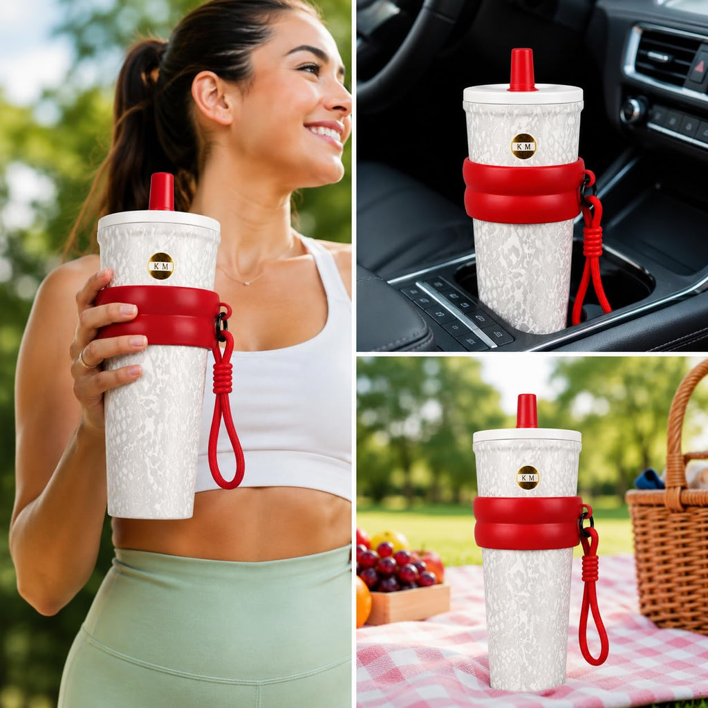 Stainless Steel Water Bottle for Women & Girls (710ml) – Luxury & Stylish Tumbler, Leakproof, Portable & Reusable Sipper Bottle for School, College, Office, Gym & Travel (White)
