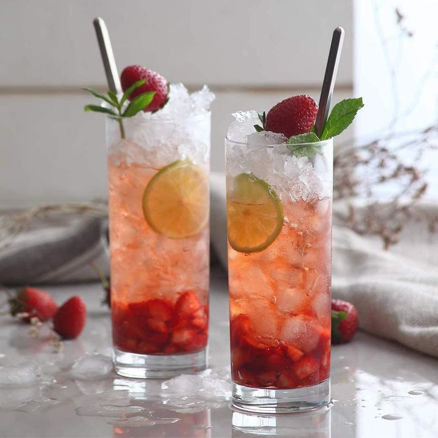 DailyAlley 310ml Tall Glasses Set of 6 - Premium, transparent drinking glasses for juice, water, and cocktails. Perfect for home, parties, and bars. Dailyalley