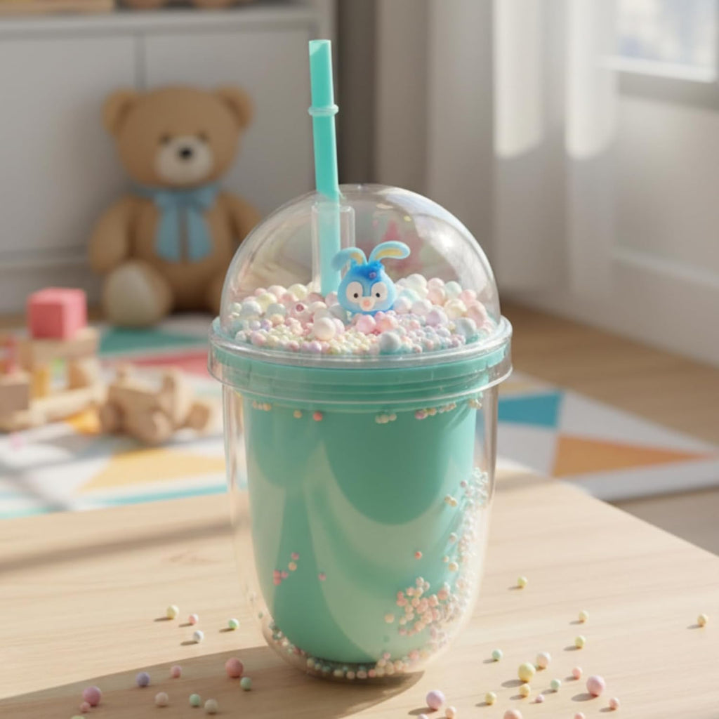 DailyAlley 300ml Kids Sipper Bottle – Cute BPA-Free Bottle with Floating Beads, Easy-Grip & Portable Design for School, Home & Travel Dailyalley