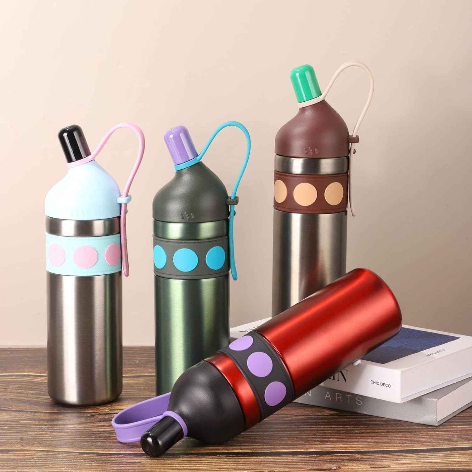 Stainless Steel Thermal Water Bottle 750ml – Double Wall Vacuum Insulated, Leak-Proof, Portable Strap Design for Travel, Office & Outdoor use (Red)