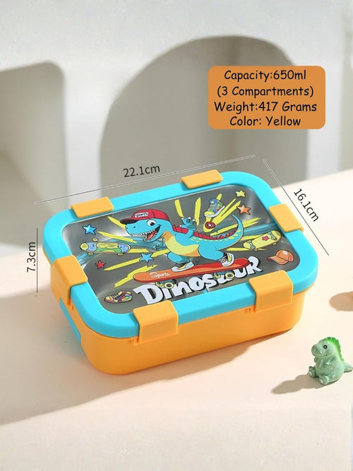 3 Compartment Stainless Steel Lunch Box for Kids | Leakproof Bento Tiffin Box (SS304) with Spoon & Fork