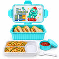 Kids Lunch Box for School, Dinosaur Tiffin Box for Boys & Girls with Fork & Inner Food Container, Multi Compartment Lunch Box for School, Picnic & Daily Meals (Blue)