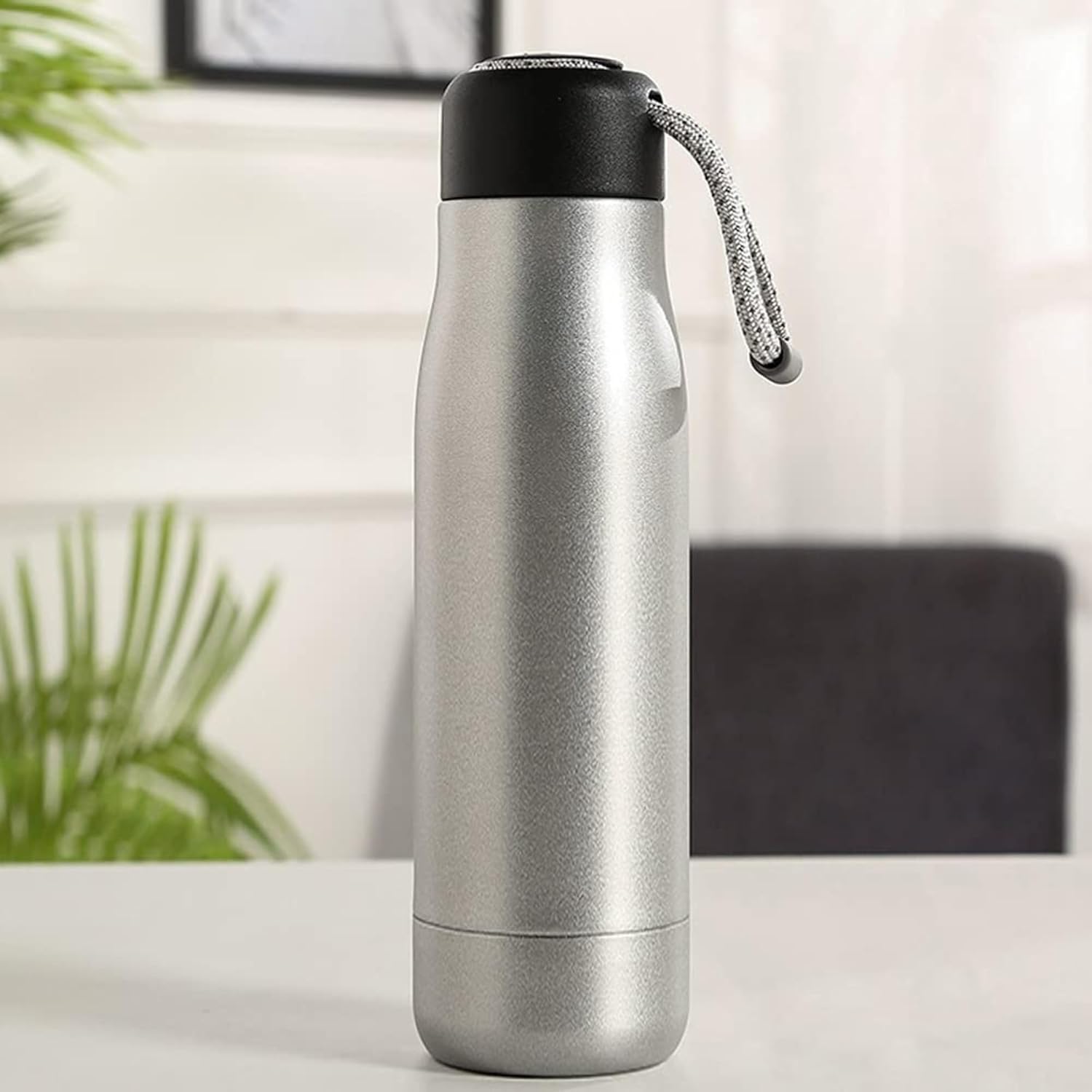 DailyAlley 550ml Insulated Steel Bottle | Hot & Cold Thermos Flask | Leakproof Cap with Carry Loop for Gym, Office & Travel | BPA-Free (Silver) Dailyalley