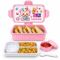 Kids Lunch Box for School, Cartoon Tiffin Box for Boys & Girls with Fork & Inner Food Container, Multi Compartment Lunch Box for School, Picnic & Daily Meals (Pink)