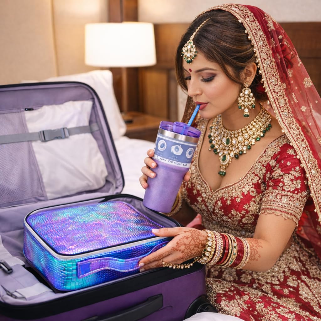 Makeup Bag & Shimmer Bottle Combo – Gift Set for Women