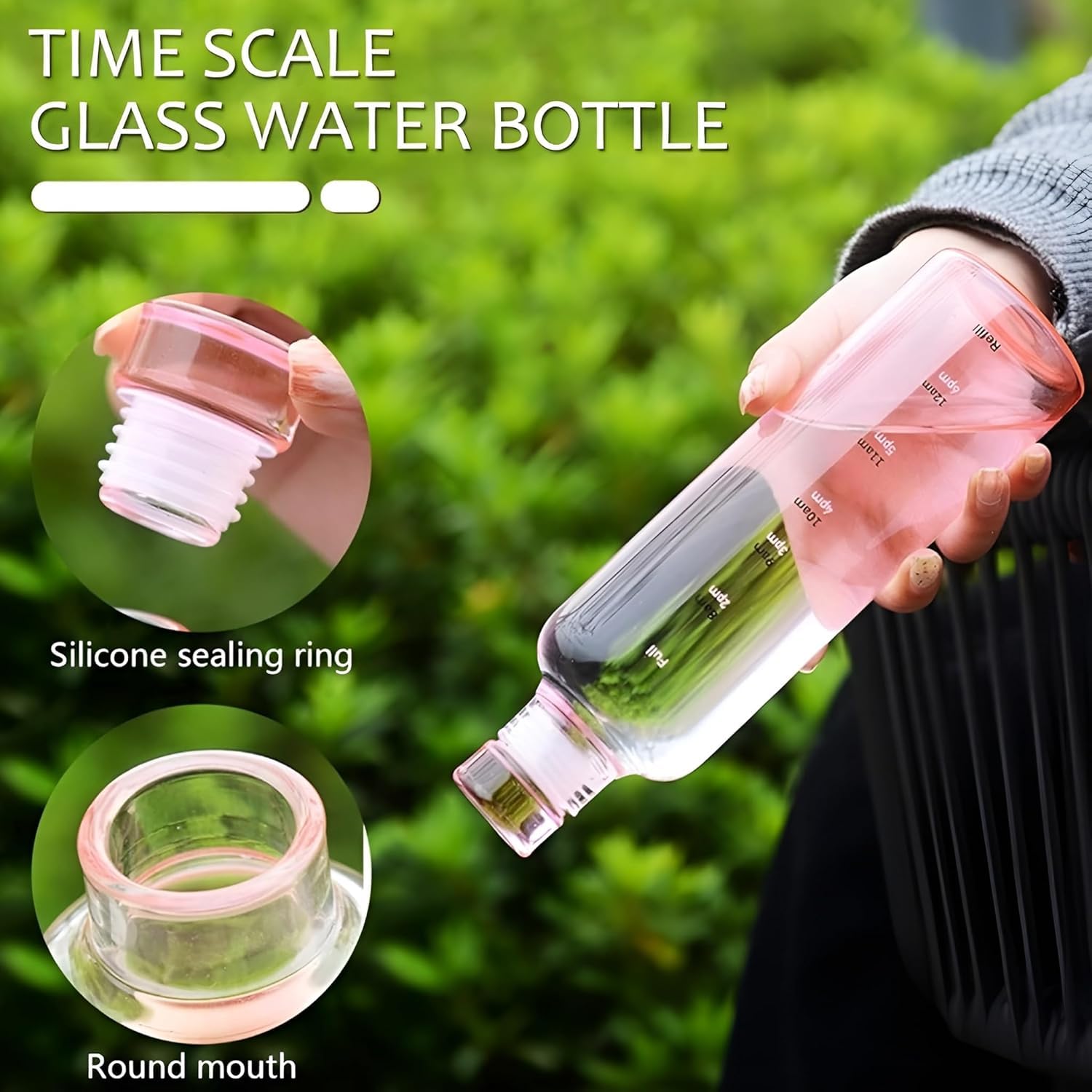 Glass Borosilicate Water Bottle (550ml)