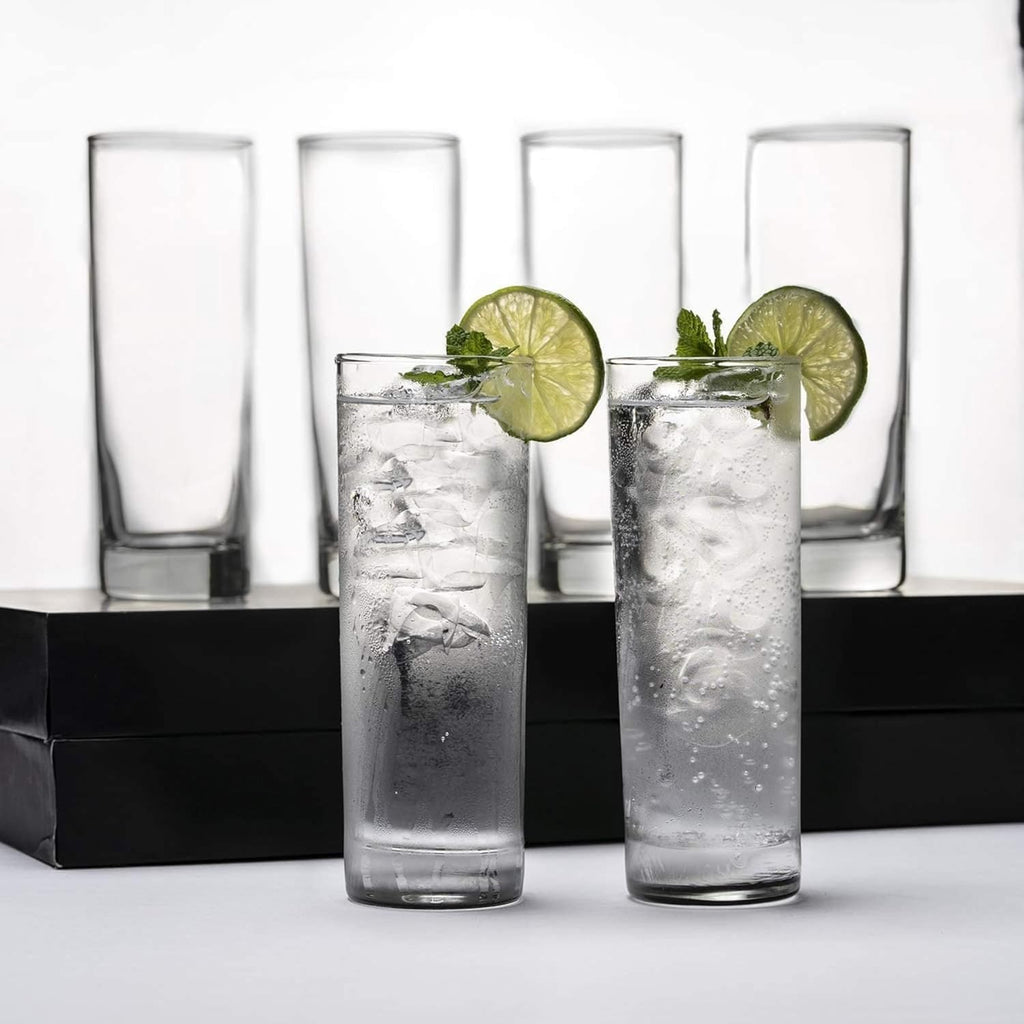 DailyAlley 310ml Tall Glasses Set of 6 - Premium, transparent drinking glasses for juice, water, and cocktails. Perfect for home, parties, and bars. Dailyalley