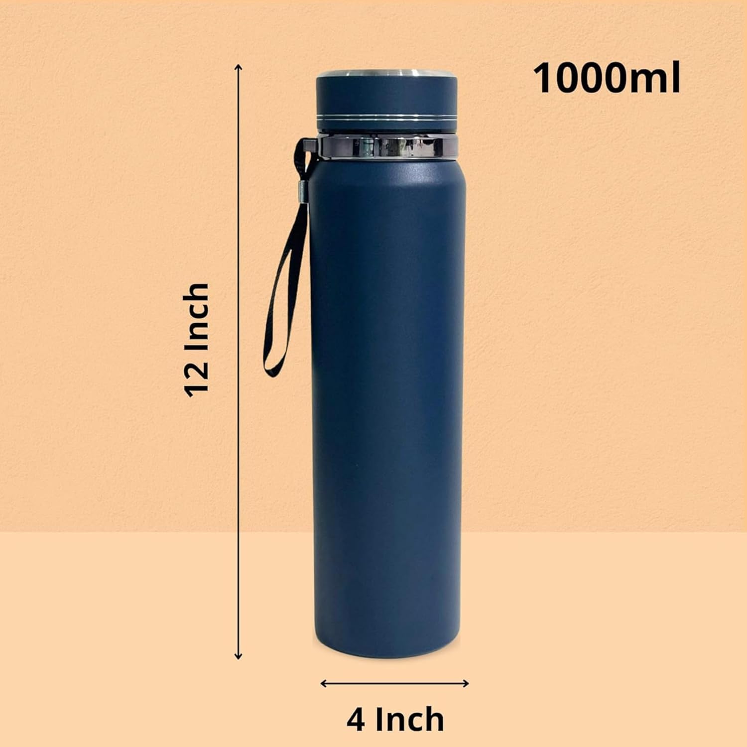 Premium 1000ml Stainless Steel Thermosteel Water Bottle – Double Wall Insulated, Leak-Proof Flask with Carry Rope & Matte Finish for Office, Gym, Travel & Outdoor (Blue) Dailyalley