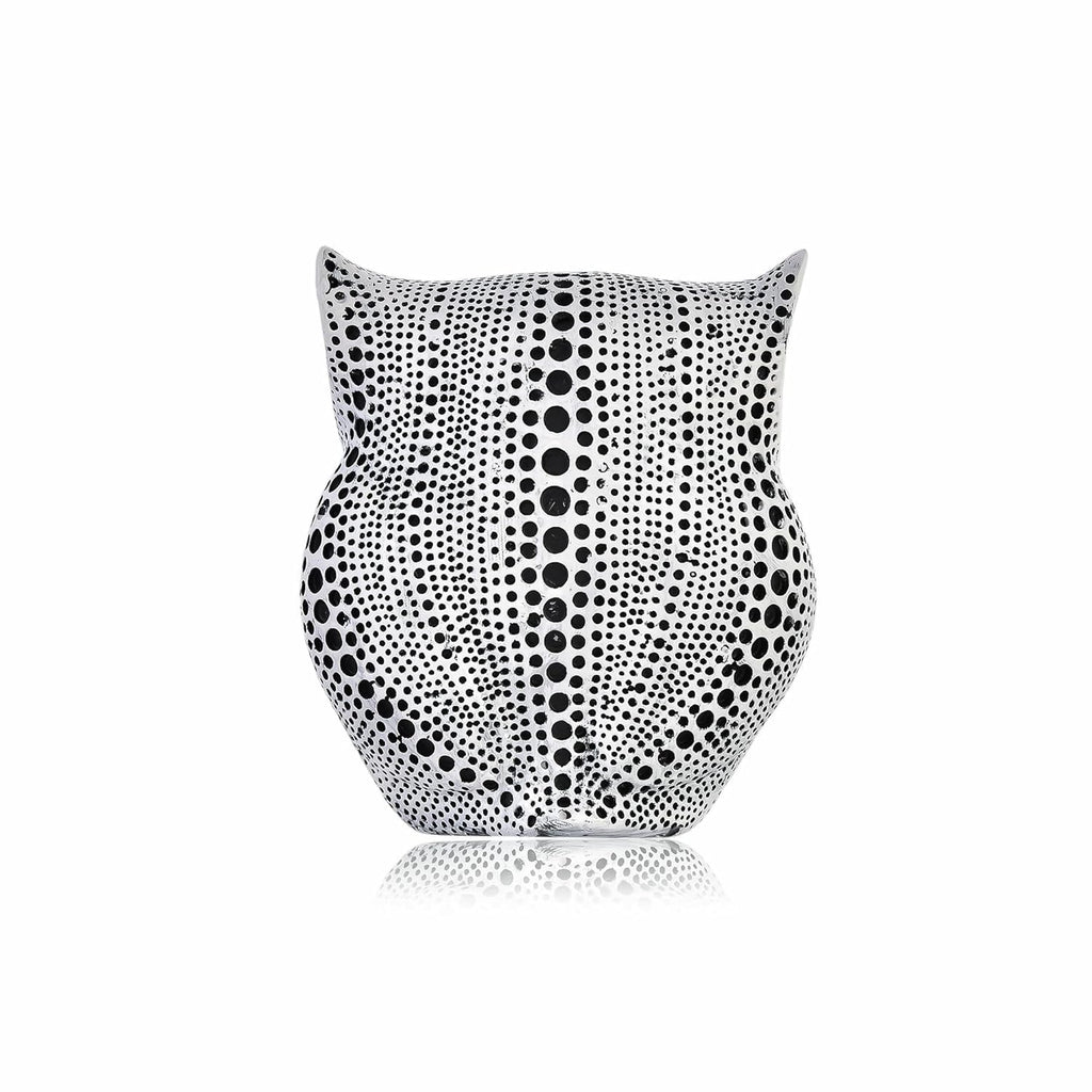 White Owl Decorative Statue – Polka Dot Resin Figurine for Shelf, Bookcase, TV Stand & Office Table Décor | Cute Modern Art Owl with Golden Eyes (20×10×10 cm) Dailyalley