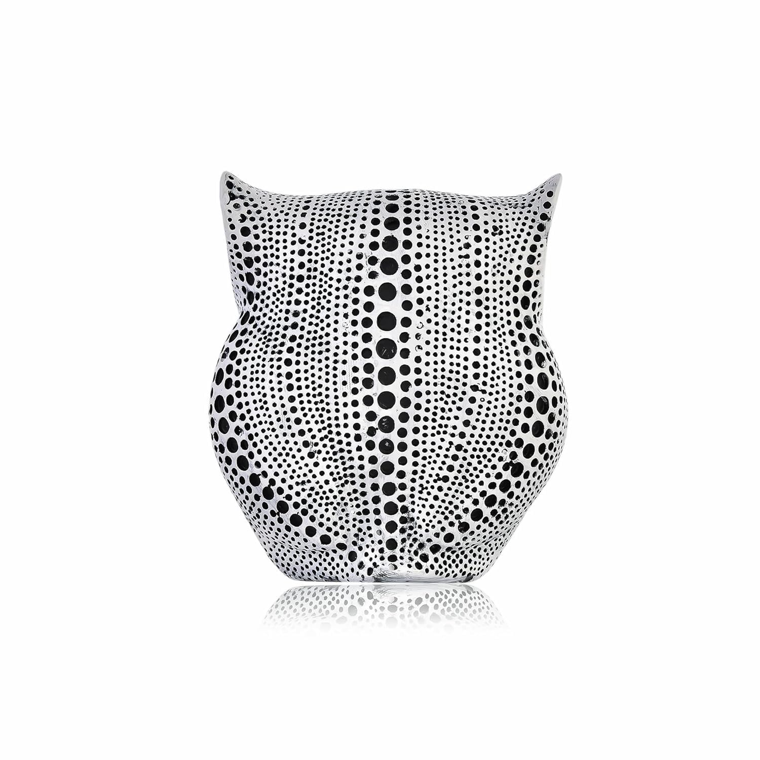 White Owl Decorative Statue – Polka Dot Resin Figurine for Shelf, Bookcase, TV Stand & Office Table Décor | Cute Modern Art Owl with Golden Eyes (20×10×10 cm) Dailyalley