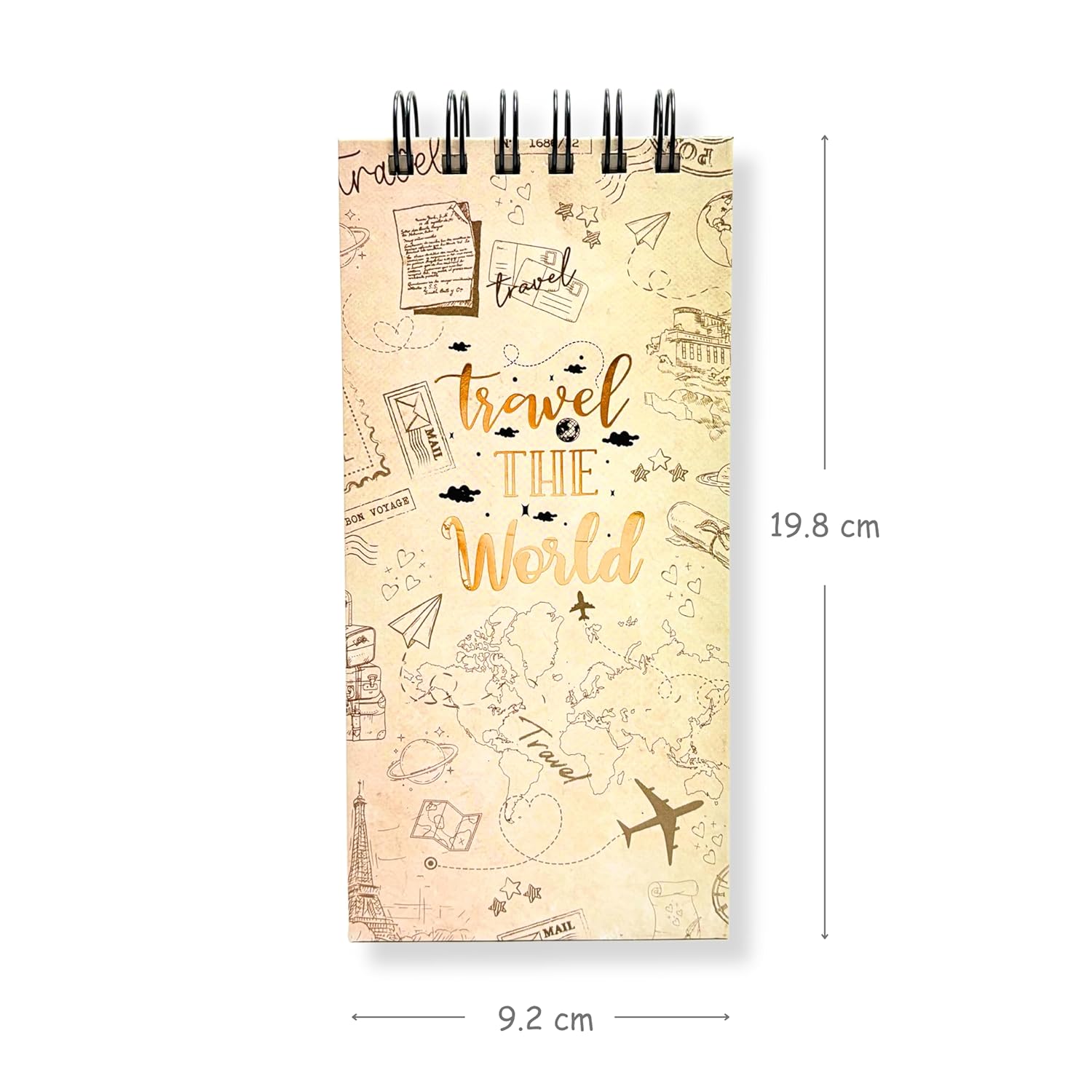 Vintage Travel-Themed To-Do List Notepad | Brown Map Design | Wirebound Planner for Notes, Checklists & Travel Plans | 50 Sheets | 264 Pages | 80 GSM | 9.2x19.8 cm Dailyalley
