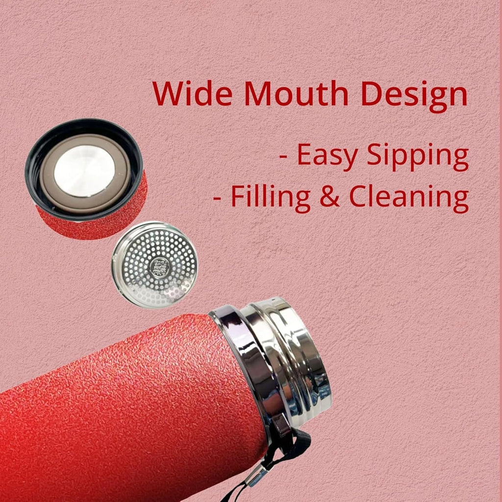 Premium 1000ml Stainless Steel Thermosteel Water Bottle – Leak-Proof, Double Wall Insulated Flask with Carry Rope & Matte Red Finish for Office, Gym, Travel & Outdoor Dailyalley