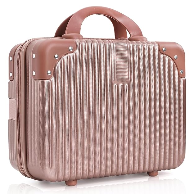 DailyAlley Hard Shell Makeup Bag: 14-inch Waterproof Cosmetic Case for Travel & Daily Use with Handle & Elastic Strap. Dailyalley