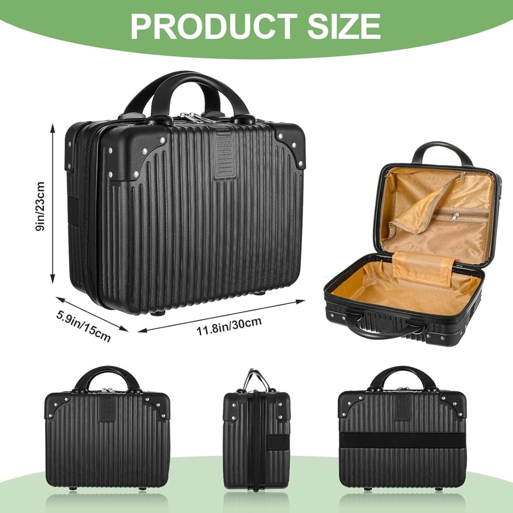 DailyAlley White Hard Shell Makeup Bag - A portable travel cosmetic case with a handle. Perfect for organizing makeup and toiletries on the go. Dailyalley